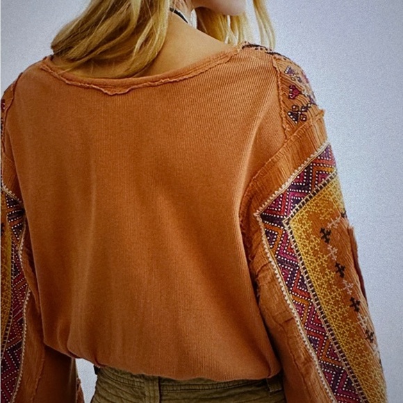 Free People Cross Country Sienna Bell Sleeve Bohemian Boho Top, Size Lar… - Picture 8 of 11